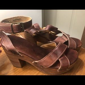 Bed Stu Madeline Wood Platform leather sandals. Size 8
